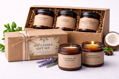Hand-Poured Soy Candle Gift Set (3-Pack)